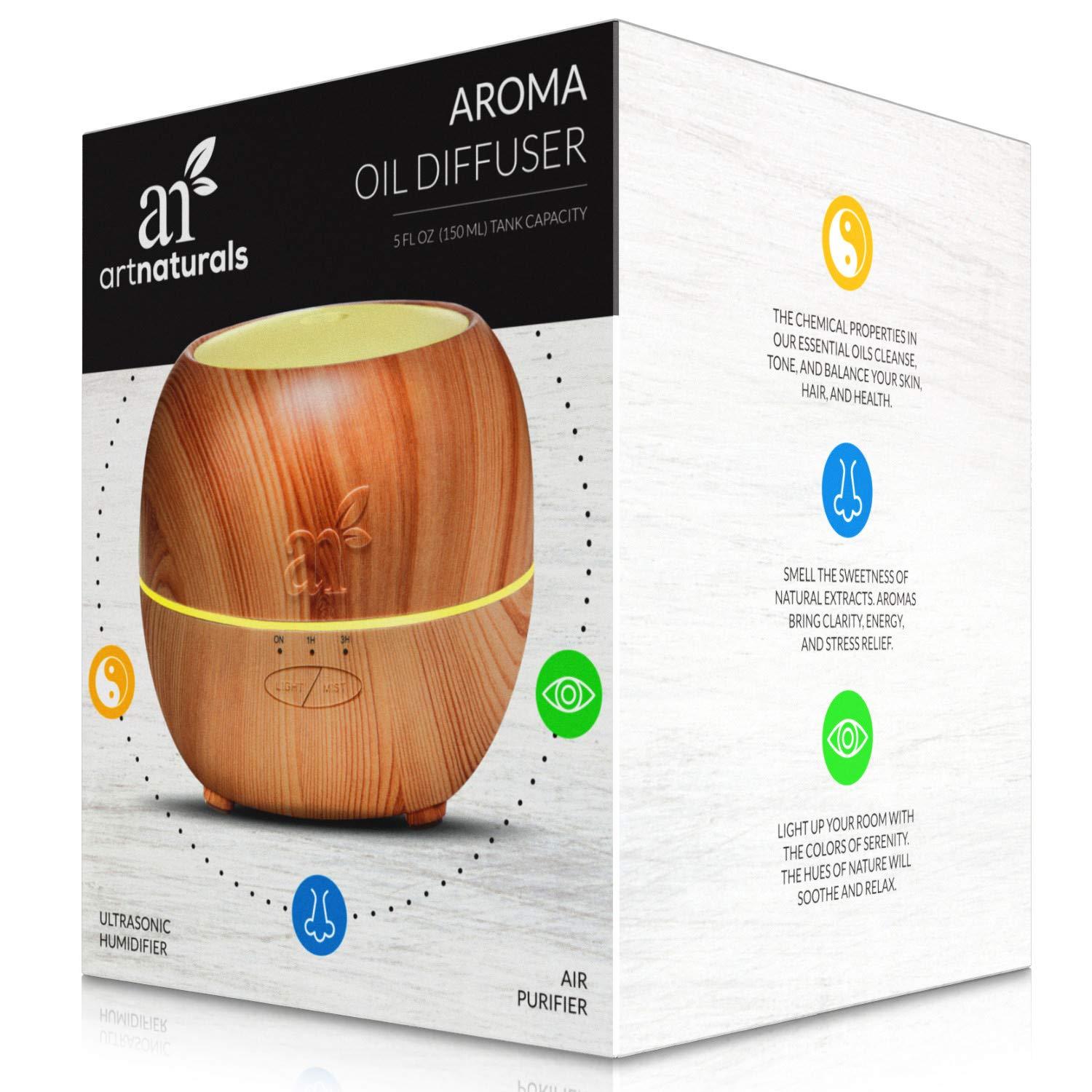 imageArtNaturals Aromatherapy Essential Oil Diffuser 135 Fl Oz 400ml Tank Ultrasonic Aroma Humidifier Adjustable Mist Mode Auto ShutOff and 7 Color LED Lights For Home Office ampamp Bedroom