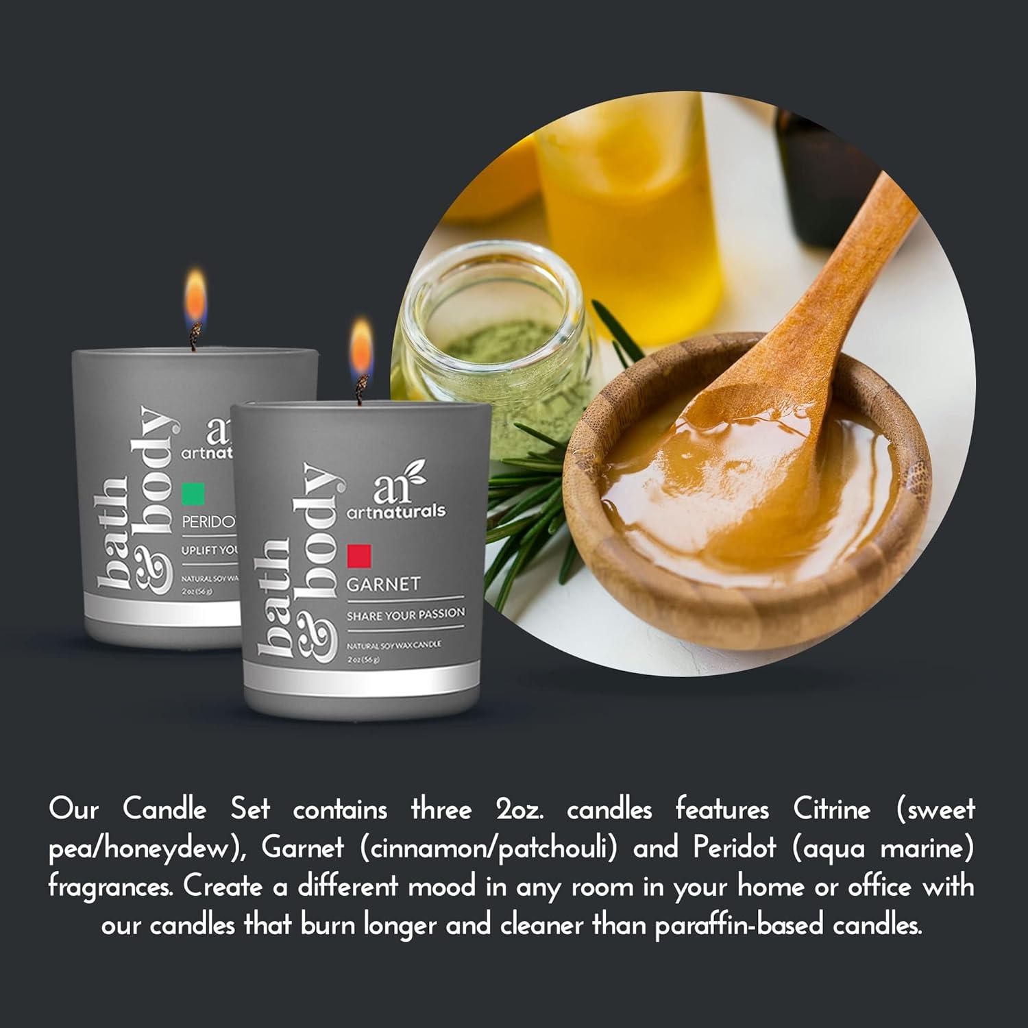 imageArtNaturals Scented Candle Gift Set Aromatherapy Set of Fragrance Soy Wax Candles Made in USA with Essential Oils for Stress Relief and Relaxation 3 Pack
