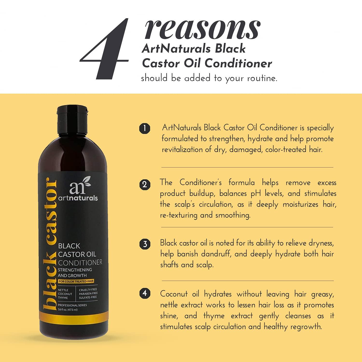 imageArtnaturals Black Castor Oil Conditioner  16 Fl Oz  473ml  Strengthen Grow and Restore  Jamaican Castor  For Color Treated Hair