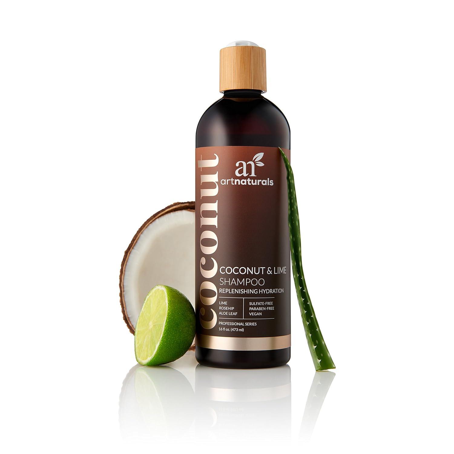 imageArtnaturals CoconutLime Daily Shampoo 16 Fl Oz Professional Deep Hydrating Moisturizing For Curly Fine Oily Dry Damaged and Color Treated Hair