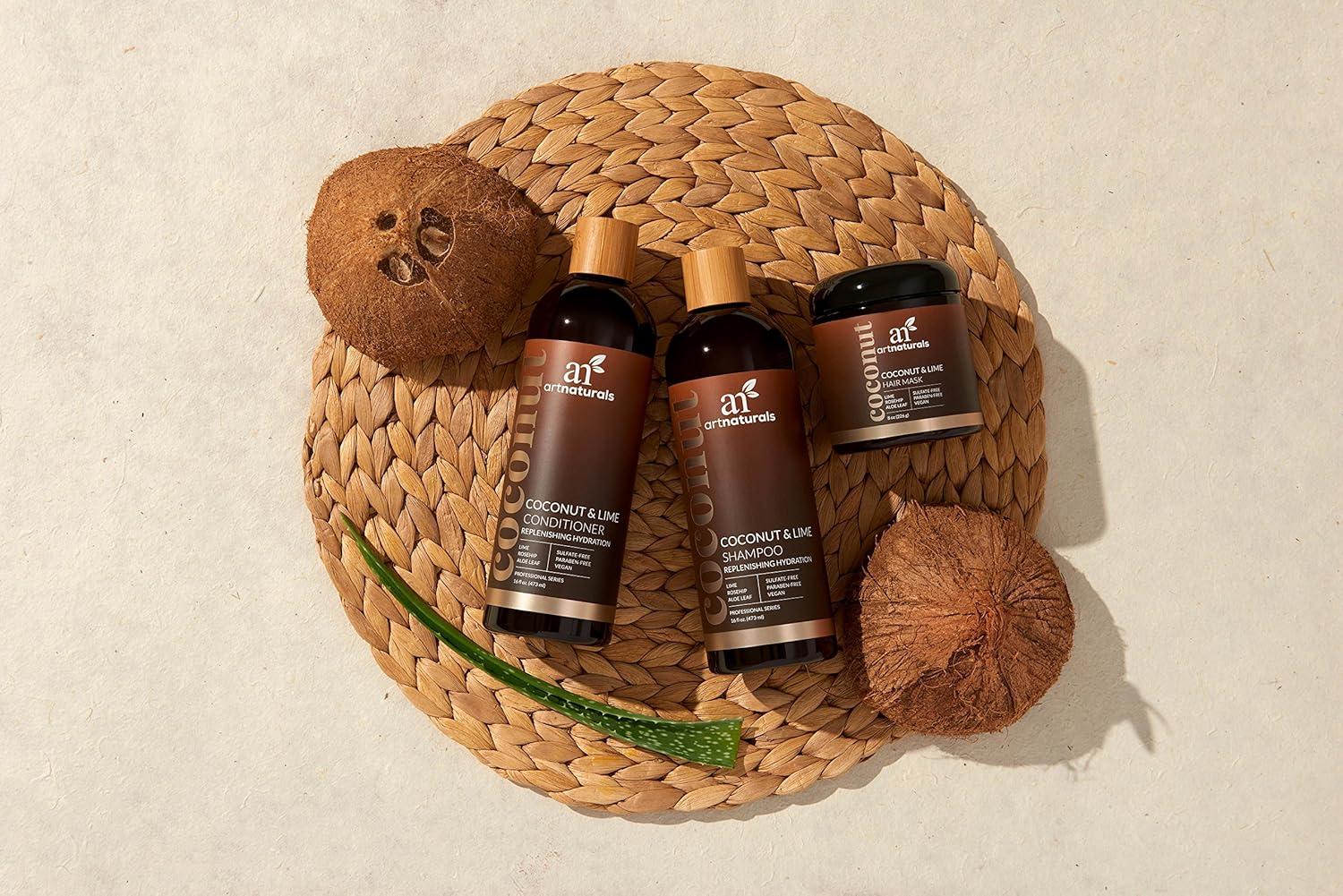 imageArtnaturals CoconutLime Daily Shampoo 16 Fl Oz Professional Deep Hydrating Moisturizing For Curly Fine Oily Dry Damaged and Color Treated Hair