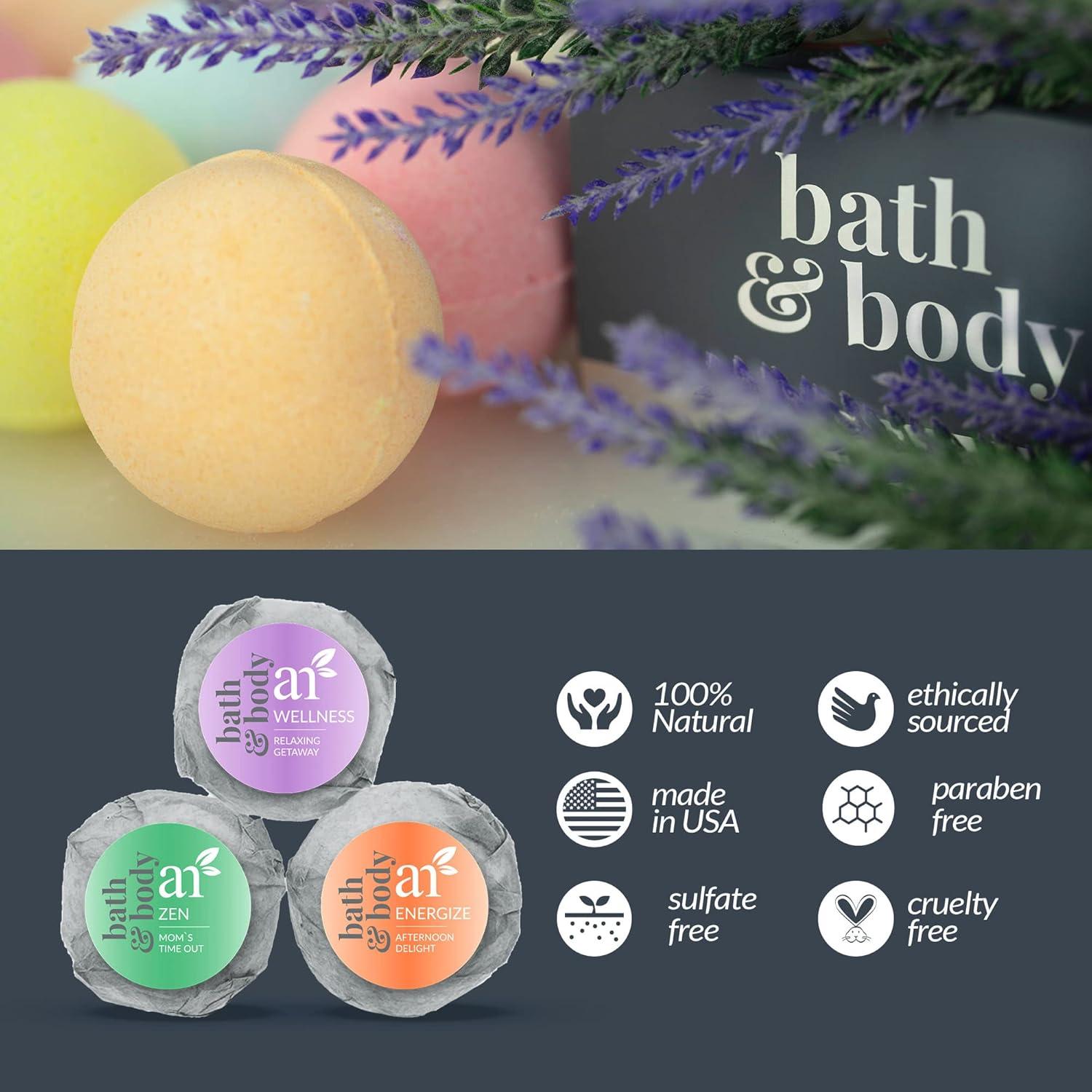 imageartnaturals Bath Bombs Gift Set 6 Bubble Bath Bomb Fizzies wEssential Oils Shea ampamp Cocoa Butter Aromatherapy for Spa ampamp Relaxing for Moisturizing Dry Skin for Women Kids ampamp Men