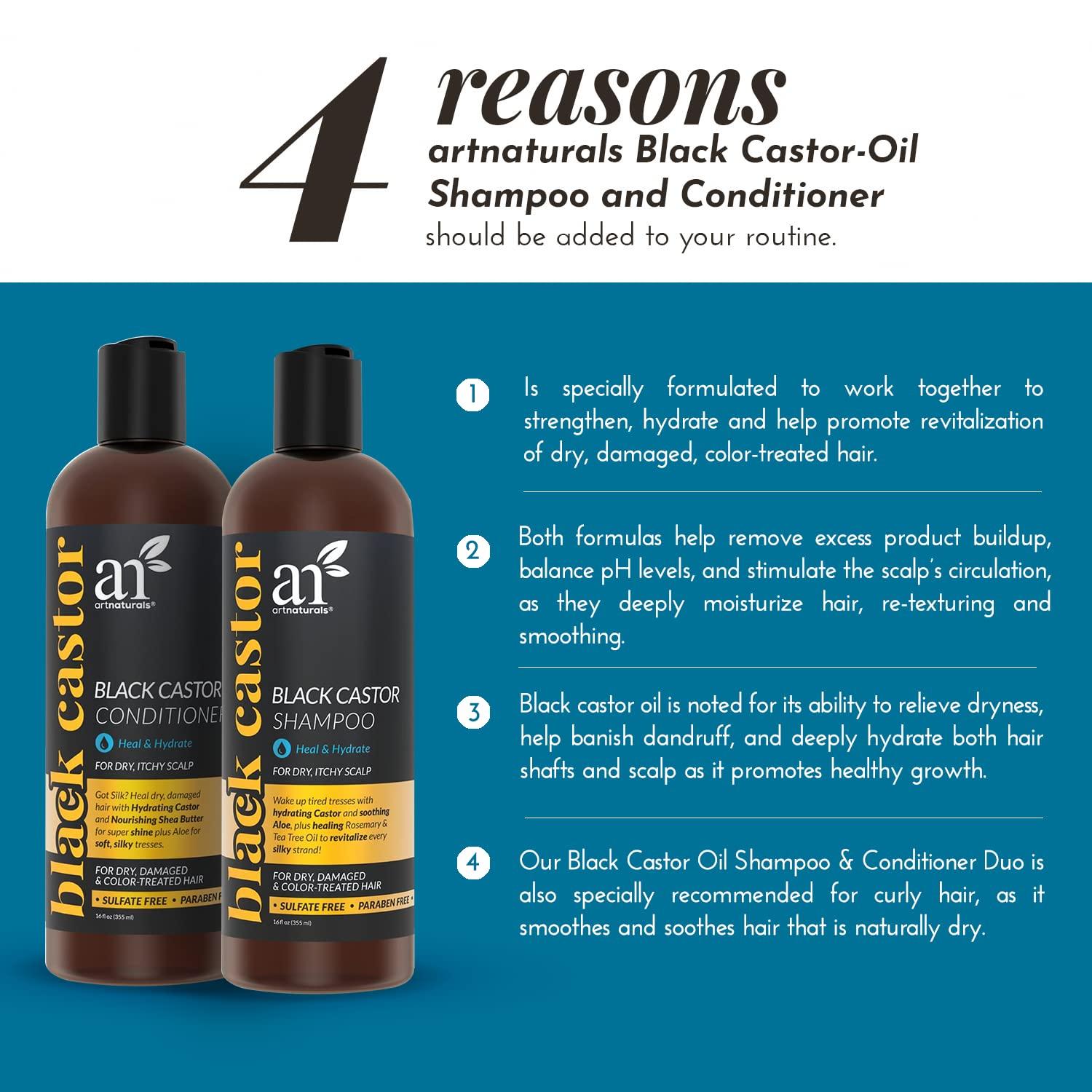 imageartnaturals Black CastorOil Shampoo and Conditioner  2 x 16 Fl Oz  473ml  Strengthen Grow and Restore  Jamaican Castor  For Color Treated Hair