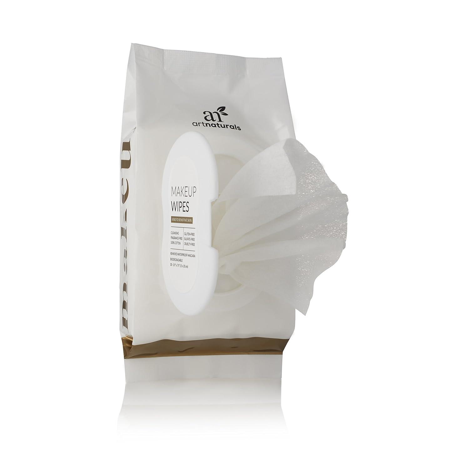 imageartnaturals Makeup Remover Cleansing WipesTowelettes 30 Count x 6 Piece Set Biodegradable Facial Wipes Remove All Makeup Including Waterproof Mascara for Sensitive Face and Skin