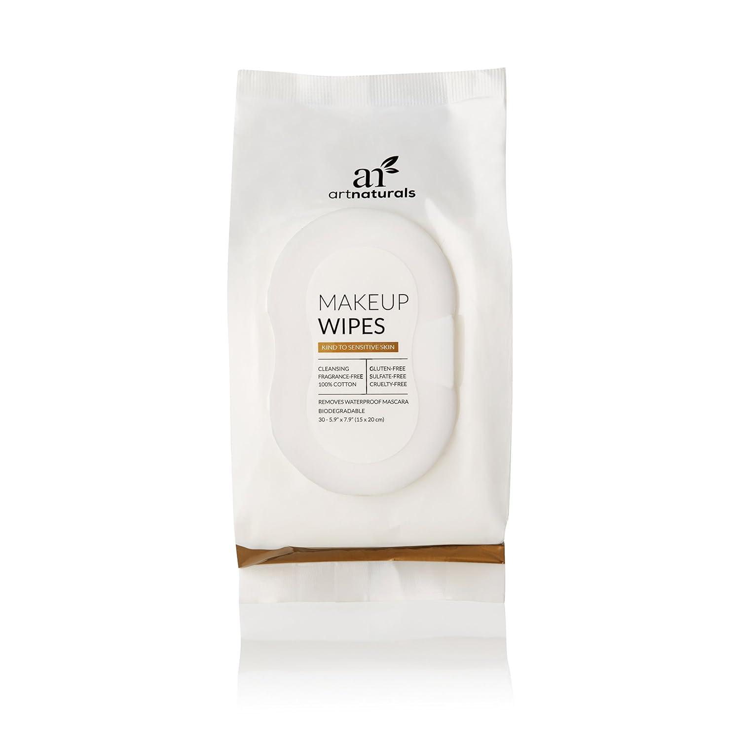 imageartnaturals Makeup Remover Cleansing WipesTowelettes 30 Count x 6 Piece Set Biodegradable Facial Wipes Remove All Makeup Including Waterproof Mascara for Sensitive Face and Skin