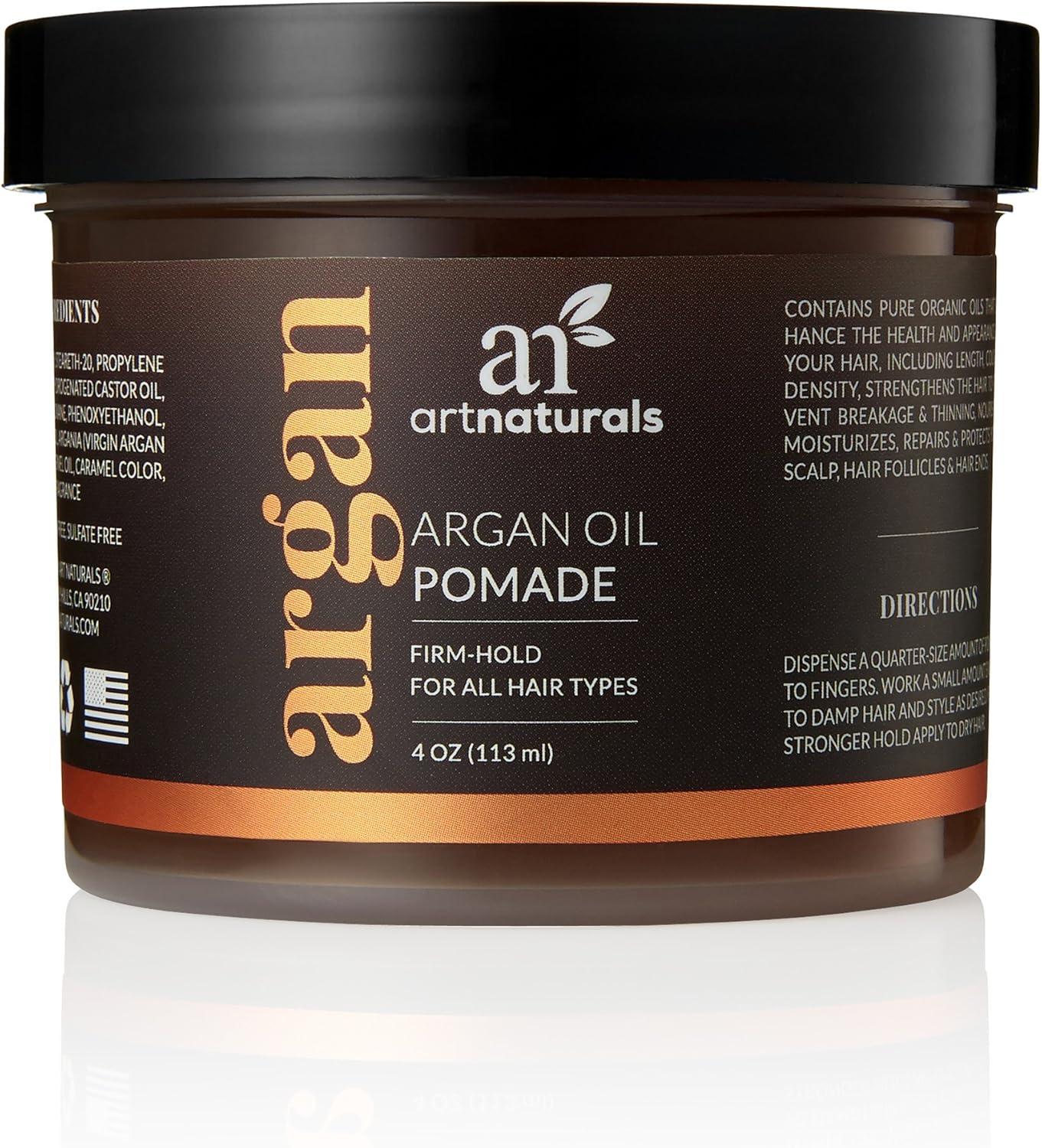 imageartnaturals Professional Argan Oil Pomade 4 Oz 113g Strong Hold for All Hair Types Natural Hair Styling Formula Men and Women Made in USA Thick Straight and Curly Hair