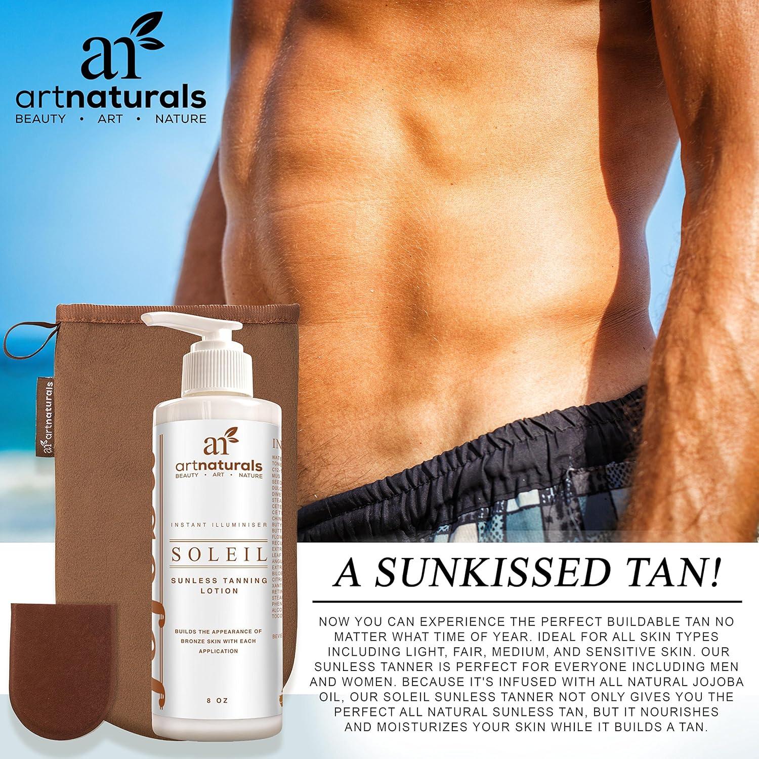 imageartnaturals Sunless SelfTanner Lotion Set 8 Fl Oz 236ml Lotion and Mitt Buildable Bronze and Golden Tan Instant Tanning and Tint for All Skin Types Light Fair Medium and Sensitive