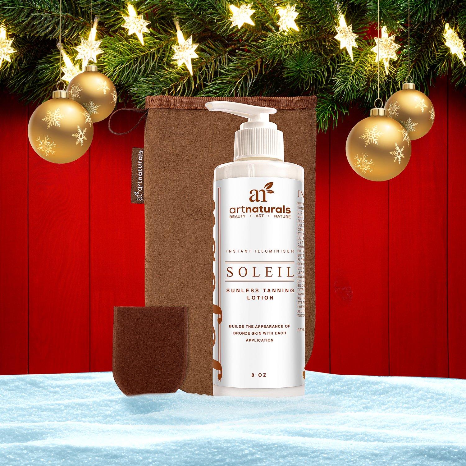 imageartnaturals Sunless SelfTanner Lotion Set 8 Fl Oz 236ml Lotion and Mitt Buildable Bronze and Golden Tan Instant Tanning and Tint for All Skin Types Light Fair Medium and Sensitive