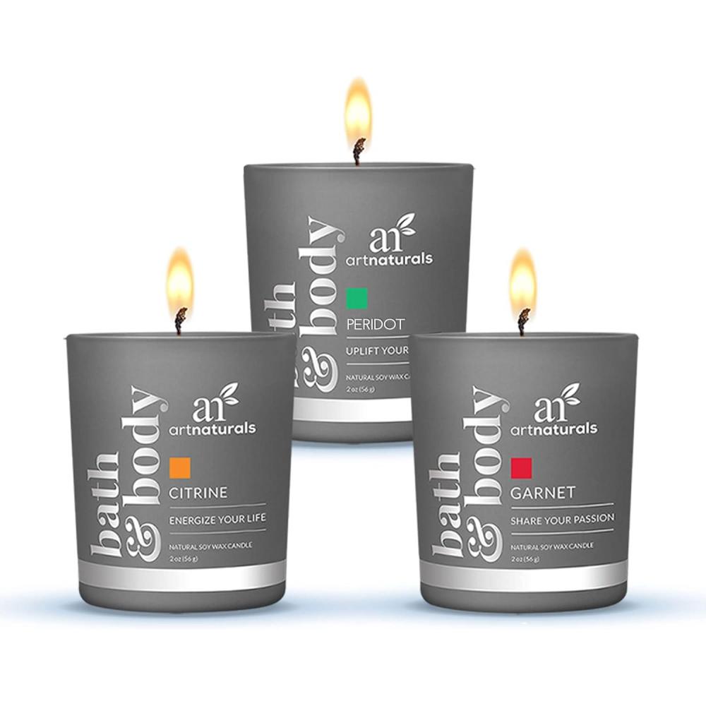 imageArtNaturals Scented Candle Gift Set Aromatherapy Set of Fragrance Soy Wax Candles Made in USA with Essential Oils for Stress Relief and Relaxation 3 Pack
