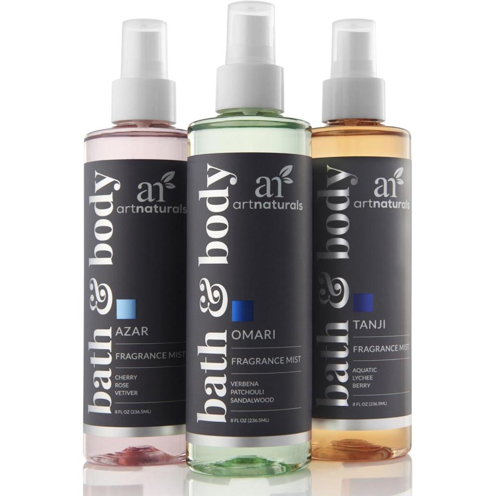 imageArtnaturals Fragrance Mists and Air Freshener  3 x 8 Fl Oz  236ml  for Bath Body Home ampamp Work  Signature Scents of Azar Tanji and Omari  Natural and Moisturizing  Gift Set