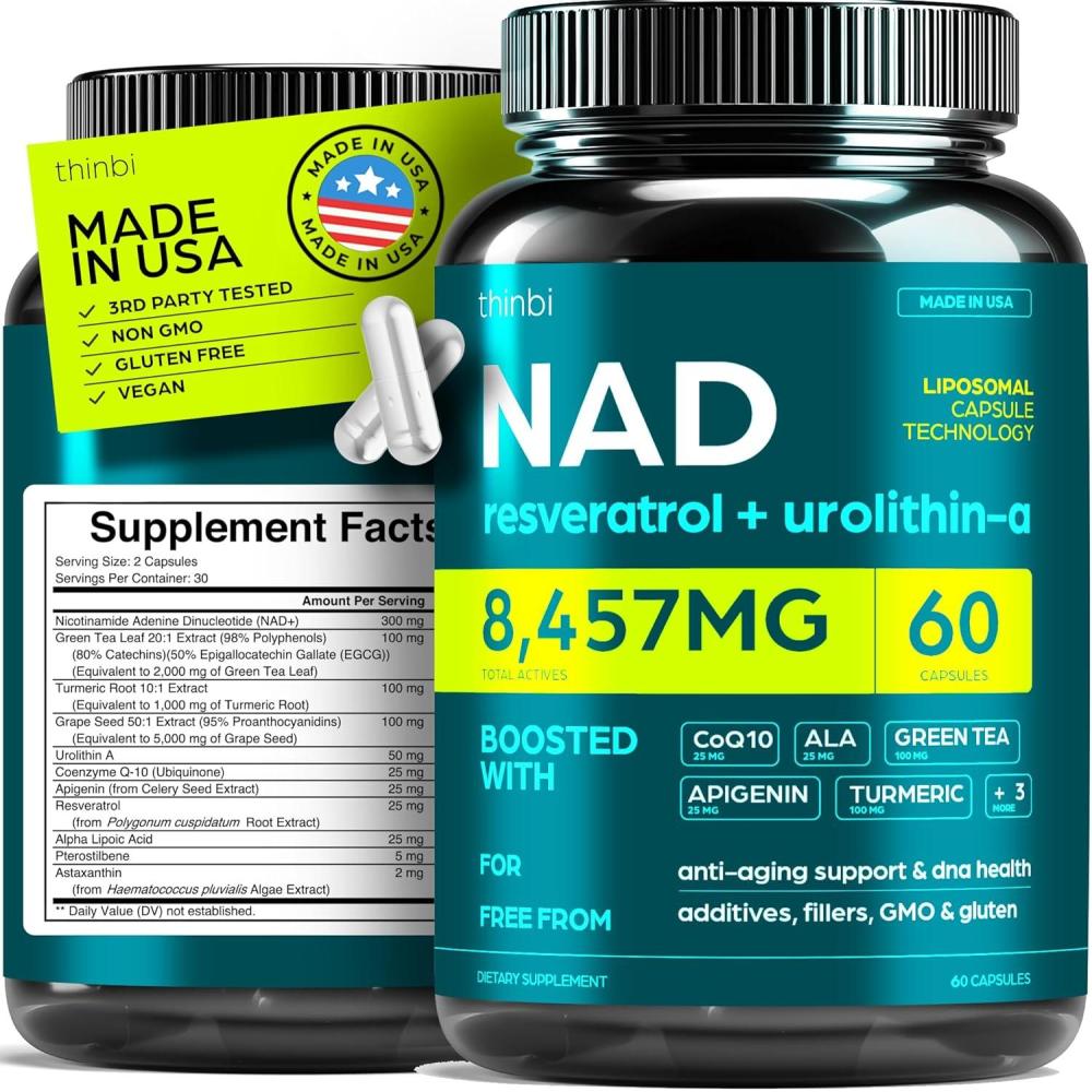 imageNAD Supplement 8457mg Extra Strength NMN Alternative Liposomal Green Tea for Women ampamp Men wUrolithin A Resveratrol CoQ10 Alpha Lipoic Acid