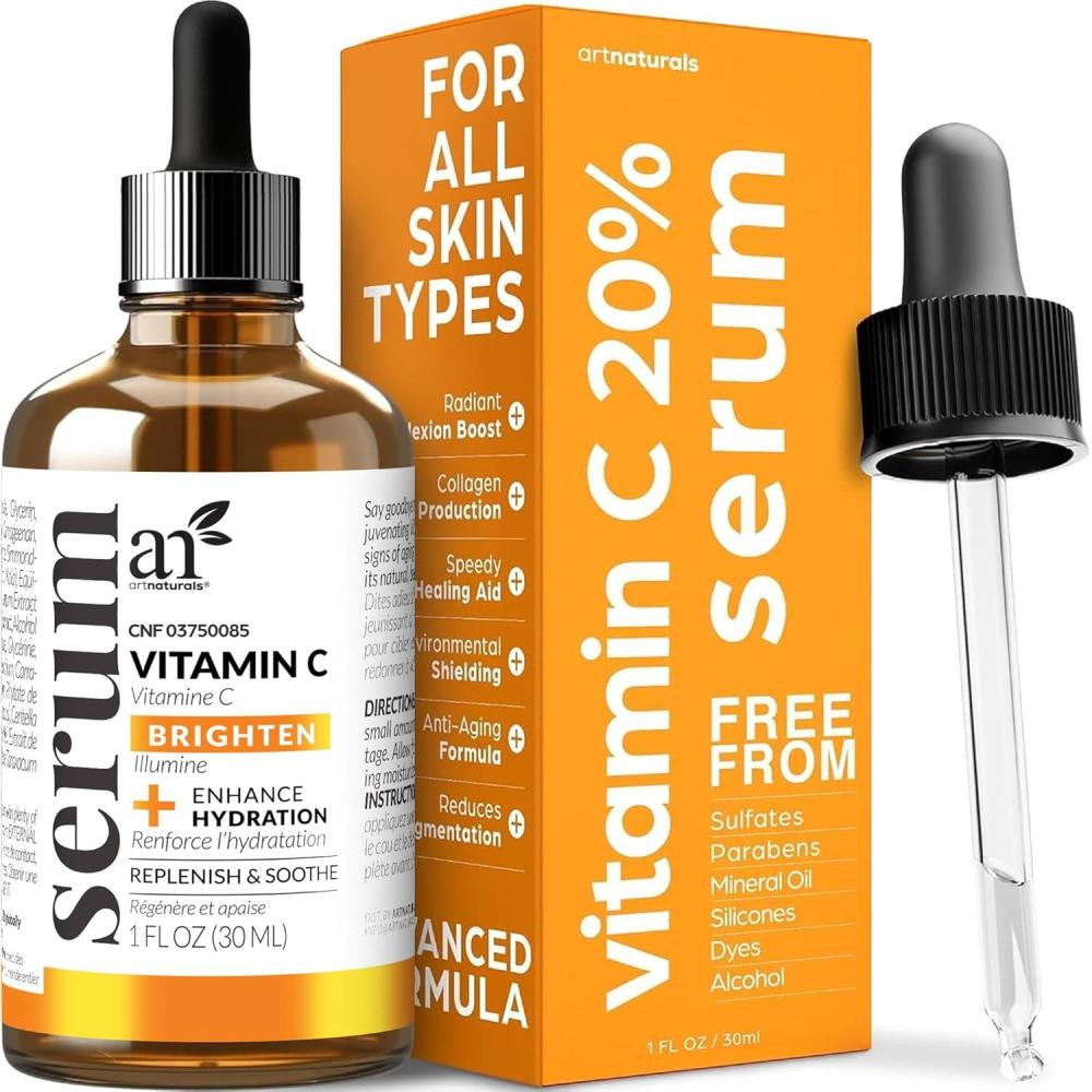 imageartnaturals AntiAging Vitamin C Serum  1 Fl Oz  30ml  with Hyaluronic Acid and Vit E  Wrinkle Repairs Dark Circles Fades Age Spots and Sun Damage  Enhanced 20 Vitamin C