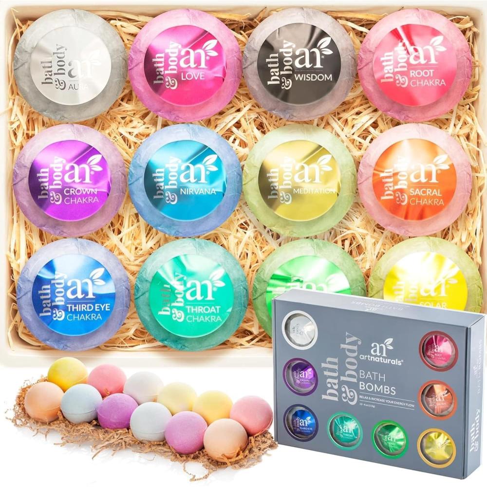 imageartnaturals Large Bath Bombs Gift Set kit 12 x 4 Oz 113g Natural Handmade Essential Oil Spa Bubble Bath Bomb Balls Fizzies for Relaxation Moisturizing ampamp Fun for Women Kids ampamp Men1