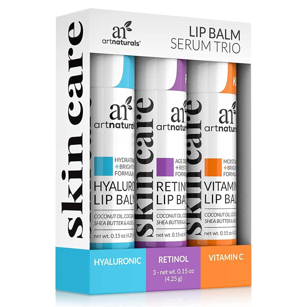 imageartnaturals Natural Lip Balm Serum Trio  Hyaluronic Retinol Vitamin C  3 x 15 Oz  425g  Chapstick for Dry Chapped ampamp Cracked lips  Lip Repair