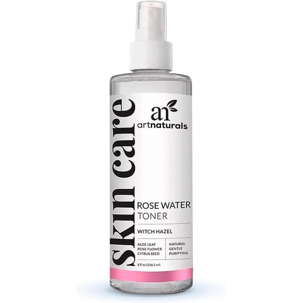imageartnaturals Rosewater Witch Hazel Toner  8 Fl Oz  236ml  Anti Aging Pore Minimizer for Facial Acne  Aloe Vera Rose Water Petal Alcohol Free  Natural Face Cleanser Spray  All Skin Types