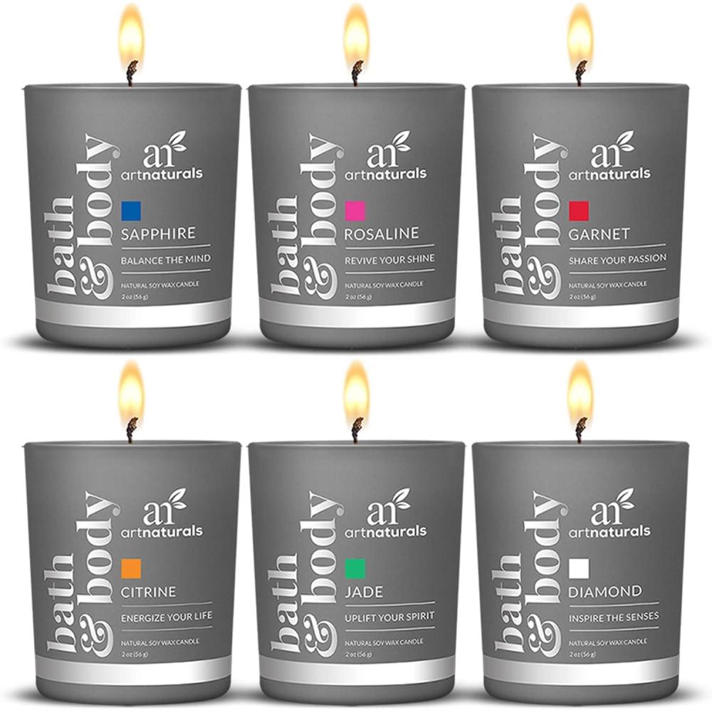 imageartnaturals Scented Candle Gift Set 6 x 2 Oz 60g Aromatherapy Set of Fragrance Soy Wax Candles Made in USA with Essential Oils for Stress Relief and Relaxation
