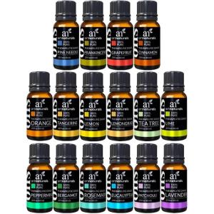 ArtNaturals Aromatherapy Essential Oil Set – 100% Pure of The Highest Therapeutic Grade Quality – Premium Gift Set – Lavender, Peppermint, Tea Tree, Eucalyptus, 0.33 Fl Oz (Pack of 16)