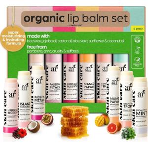 ArtNaturals Organic Beeswax Lip Balm Gift Set – Assorted Flavors with Aloe, Coconut & Jojoba Oils