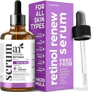 ArtNaturals Retinol Serum for Face – with Vitamin C, 2.5% Retinol Oil & Hyaluronic-Acid – Skin Clearing – Anti-Aging, Anti-Wrinkle Eye Serum – Skin Repair, Night Therapy (1 Fl Oz / 30ml) (ANGA-0127)