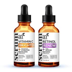artnaturals Anti-Aging-Set with Vitamin-C Retinol and Hyaluronic-Acid – (3 x 1 Fl Oz / 30ml) Serum for Anti Wrinkle and Dark Circle Remover – All Natural and Moisturizing(1 Fl Oz (Pack of 2))