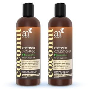 artnaturals Coconut-Lime Shampoo and Conditioner Set – (2 x 16 Fl Oz / 473ml) – Professional Deep Hydrating Moisturizing For Curly Fine Oily Dry Damaged and Color Treated Hair – Natural, Sulfate Free