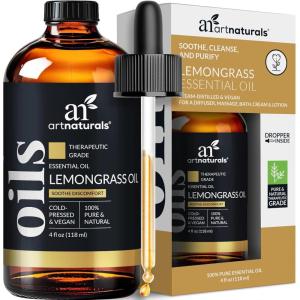 artnaturals Lemongrass Essential Oil (4.0 Fl Oz / 118ml)- 100% Pure Therapeutic Grade – Premium Undiluted Lemon Grass Oil – for Diffuser – Aromatherapy(Lemongrass)