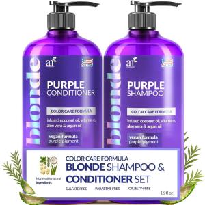 artnaturals Purple Shampoo and Conditioner Set – (2 x 16 Fl Oz / 473ml) – Protects, Balances and Tones – Bleached, Color Treated, Silver, Brassy and Blonde Hair – Sulfate Free