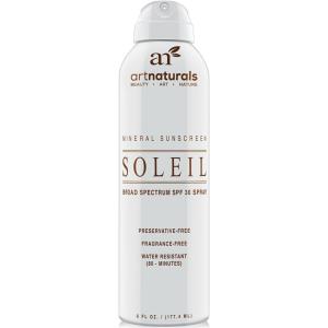 artnaturals SPF 30 Broad Spectrum Sunscreen Spray (6 Fl Oz / 177ml) – Water Resistant 80 Minutes – With Natural & Organic Ingredients – For all Skin Types – Gentle enough for Children, Kids & Babies