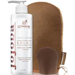 artnaturals Sunless Self-Tanner Lotion Set – (8 Fl Oz / 236ml Lotion and Mitt) – Buildable Bronze and Golden Tan – Instant Tanning and Tint for All Skin Types, Light, Fair, Medium and Sensitive